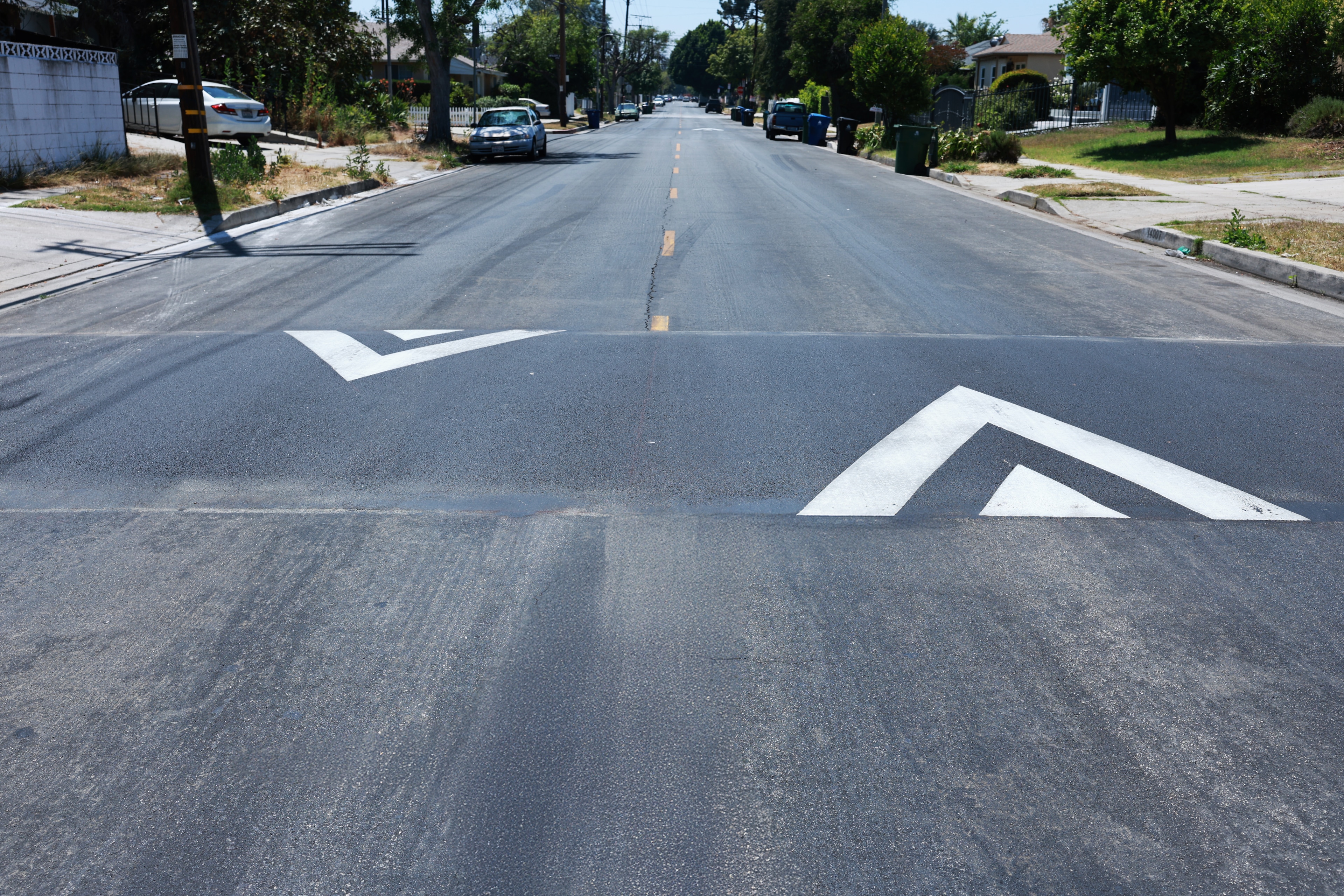 Speed hump installed to slow traffic and improve neighborhood safety