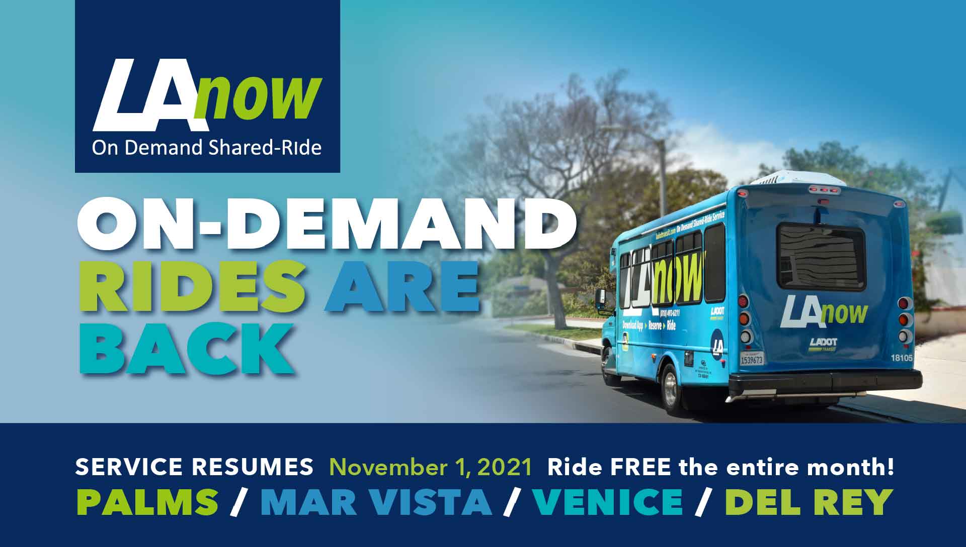 LADOT Announces Return of LAnow Service, the On-Demand, Shared