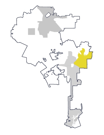 Map locating Eastside Communities