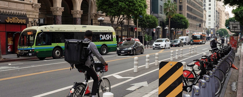 Bike lanes in Downtown LA