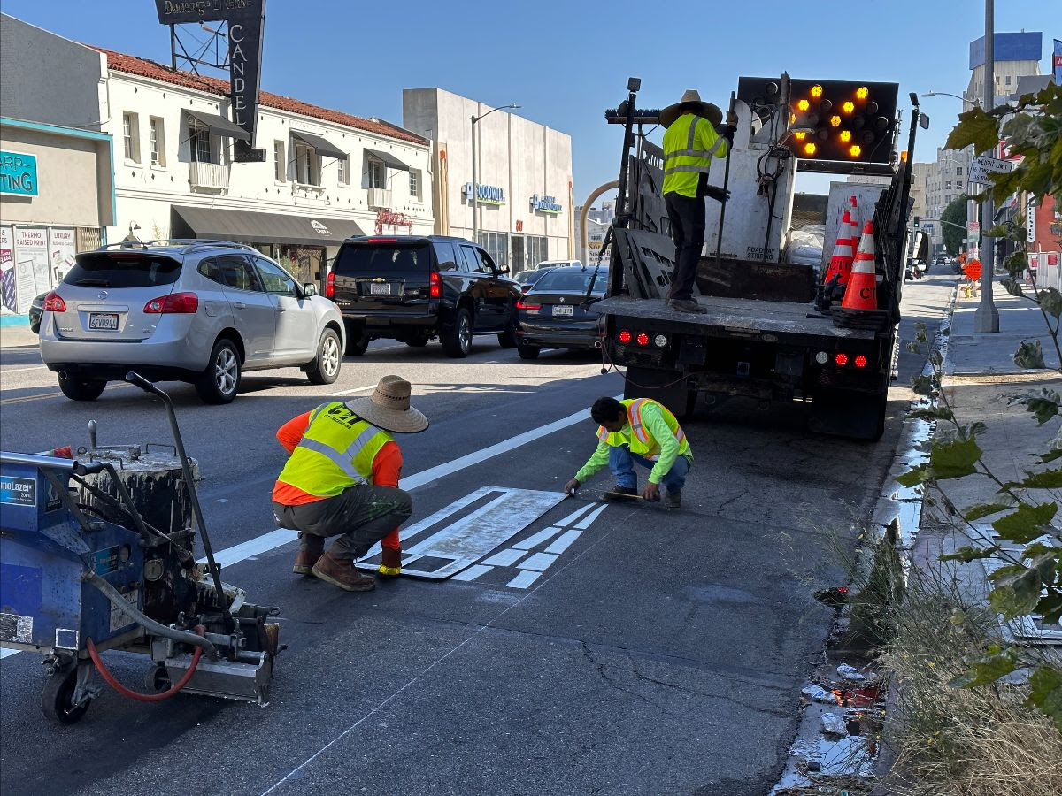 La Brea Bus Lane Construction Nears Completion