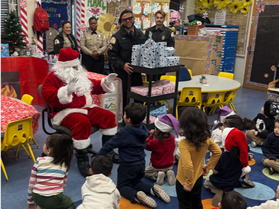 LADOT Officers Bring Holiday Cheer to Pacoima Charter Elementary