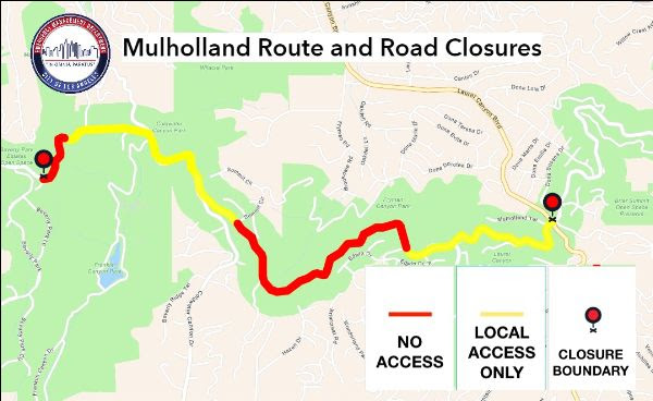 Drivers Are Reminded Of the Long-Term Closure To Muholland Drive